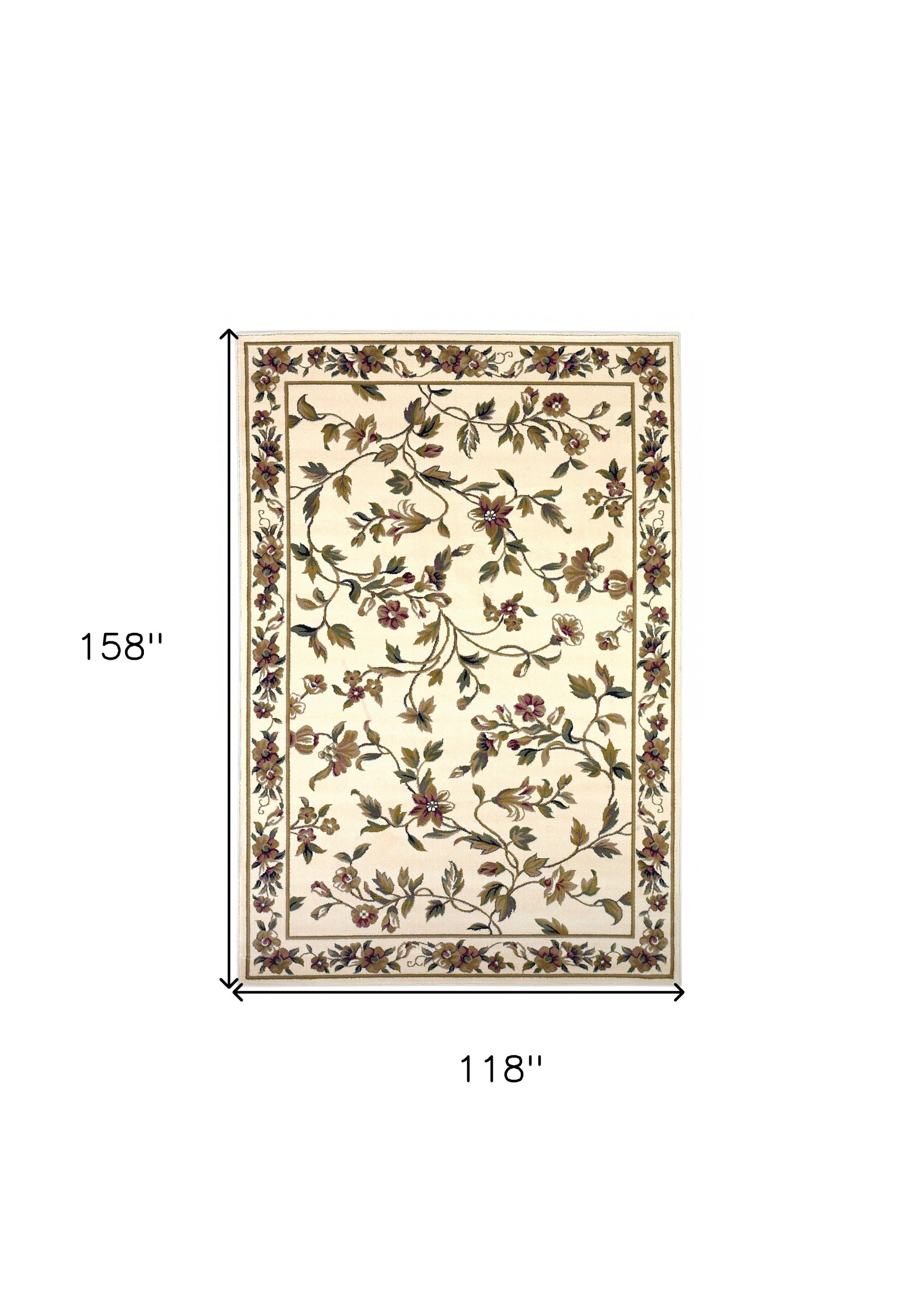 Ivory Machine Woven Floral Vines Indoor Area Rug - 10'x 13'