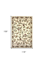 Ivory Machine Woven Floral Vines Indoor Area Rug - 10'x 13'