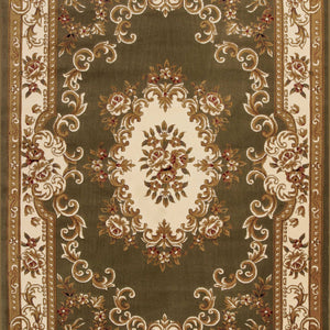 7' X 10'  Polypropylene Greenor Ivory Area Rug