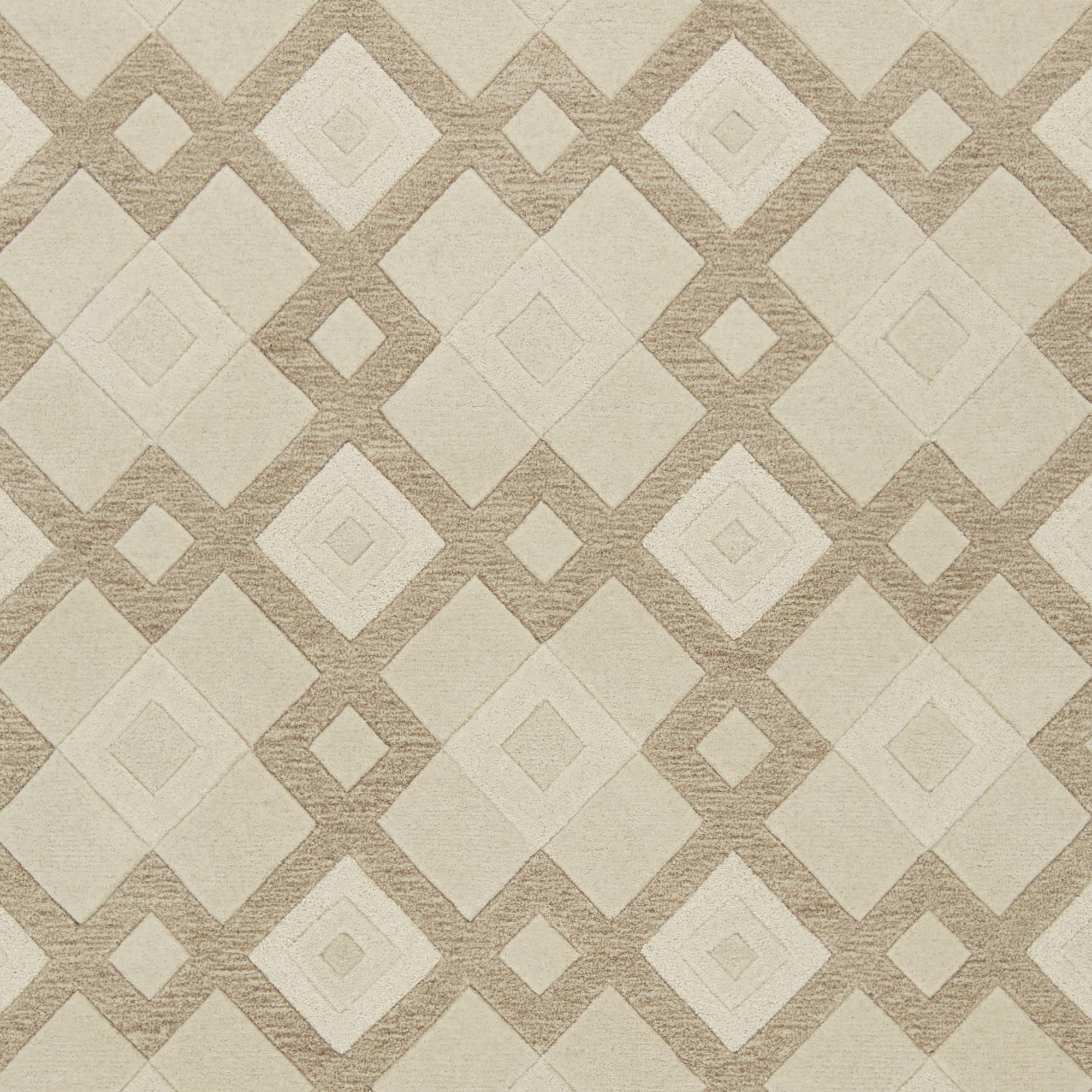 8'X11' Ivory Hand Tufted Geometric Diamond Pattern Indoor Area Rug