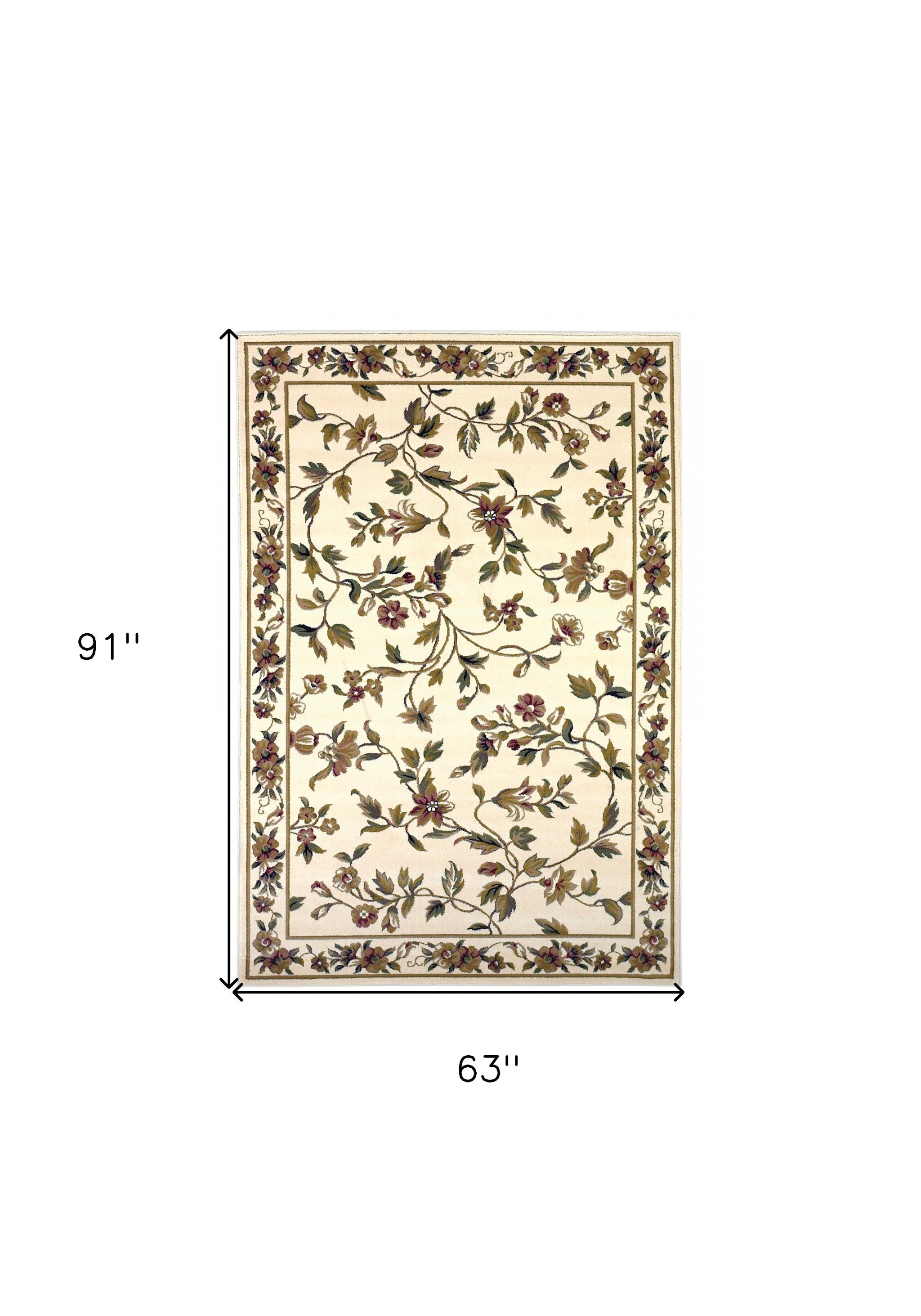 Ivory Machine Woven Floral Vines Indoor Area Rug - 10'x 13'