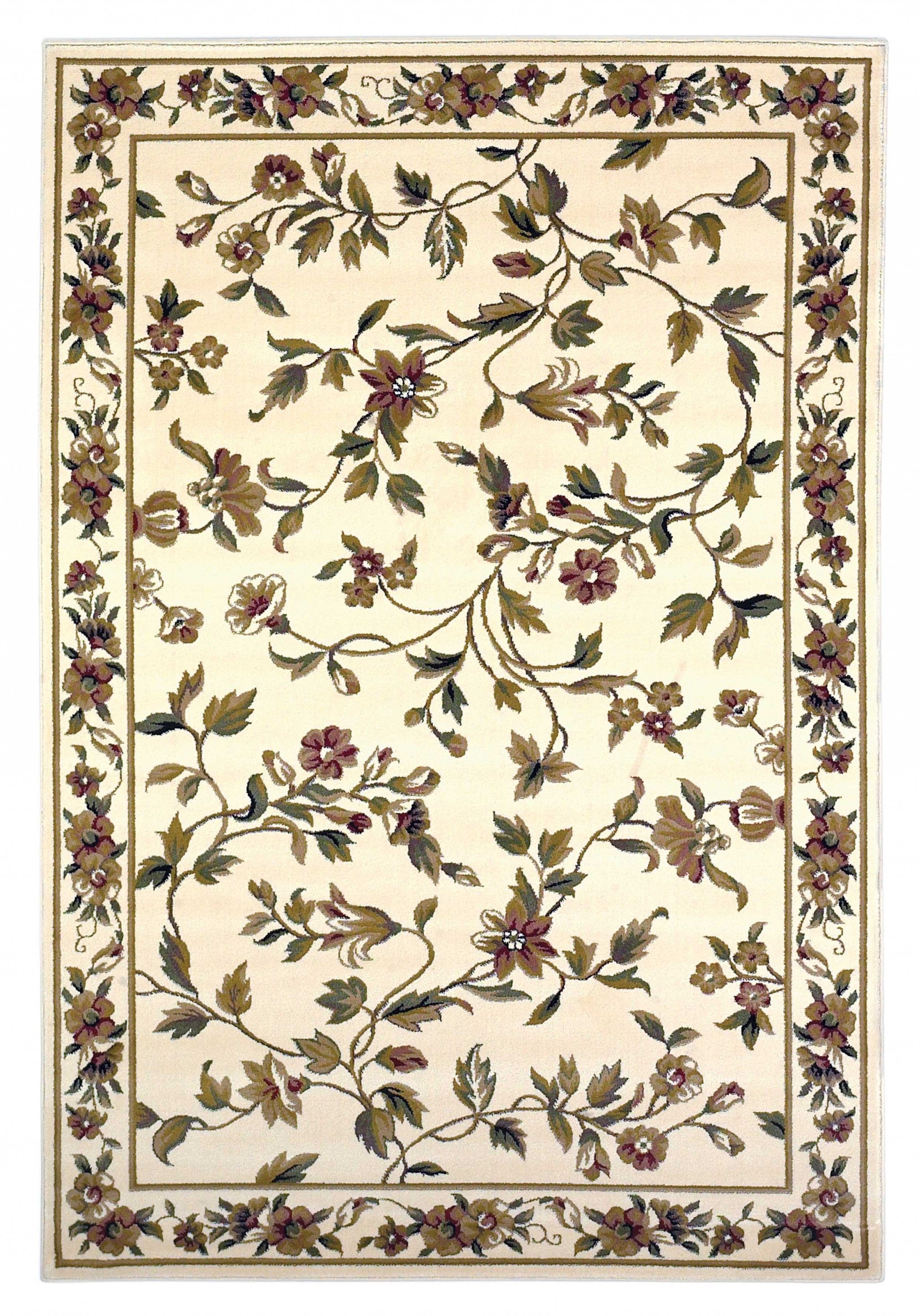 Ivory Machine Woven Floral Vines Indoor Area Rug - 10'x 13'