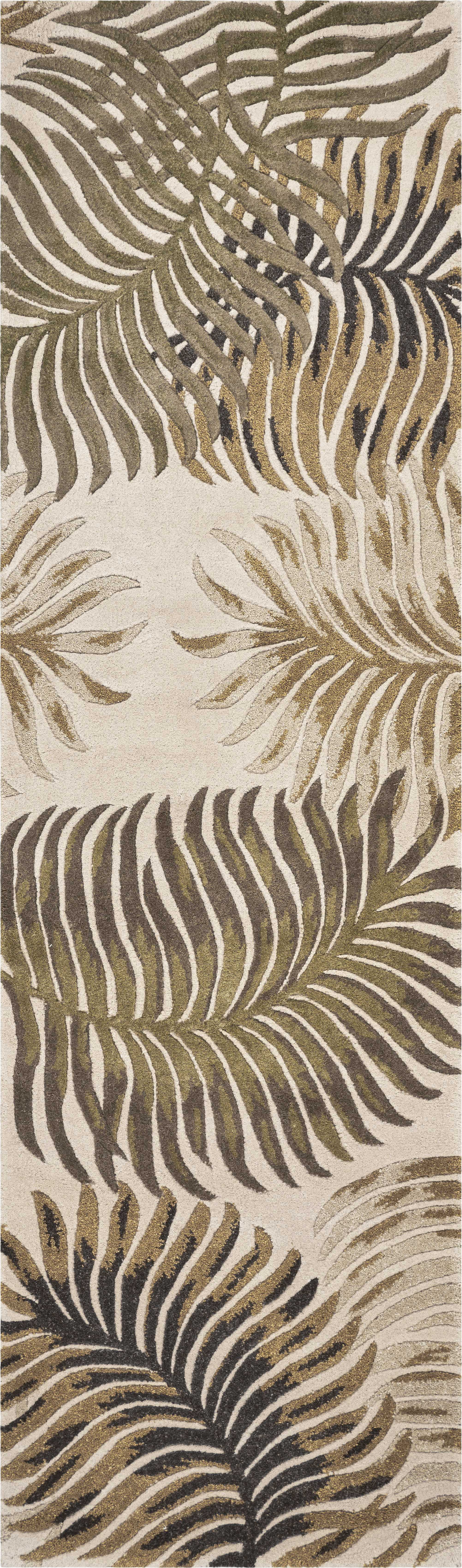 5'X8' Natural Beige Hand Tufted Tropical Leaves Indoor Area Rug