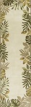 5'X8' Ivory Hand Tufted Bordered Tropical Leaves Indoor Area Rug