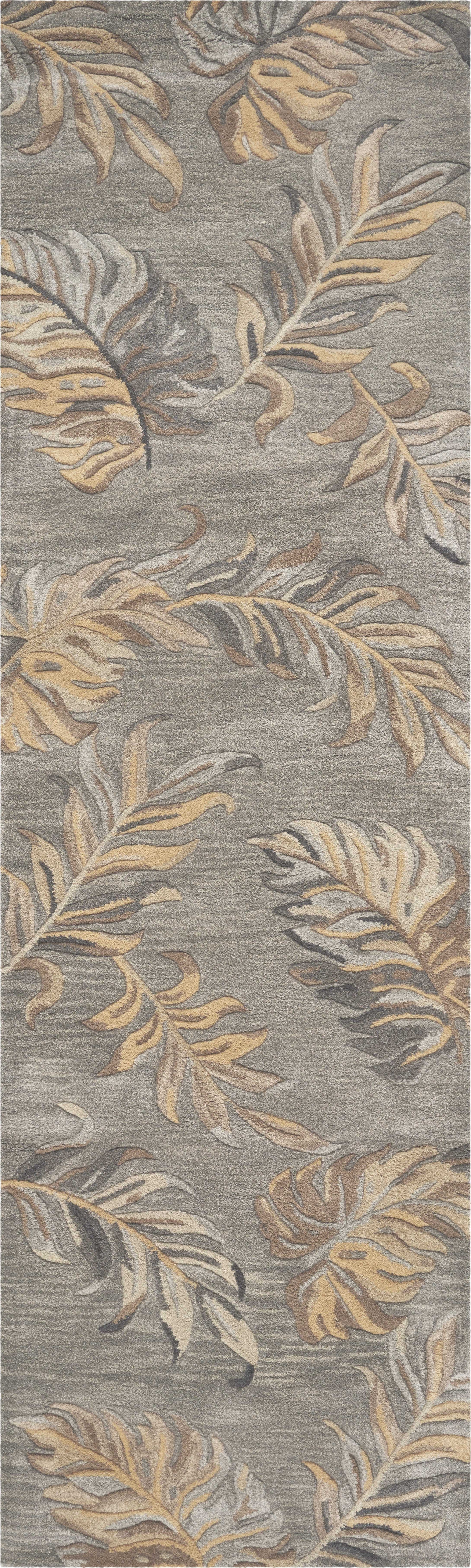 5'X8' Grey Hand Tufted Tropical Palms Indoor Area Rug