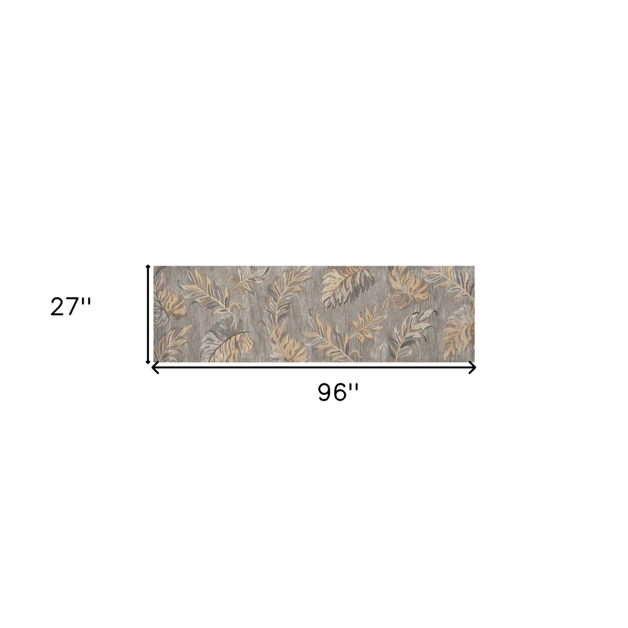 5'X8' Grey Hand Tufted Tropical Palms Indoor Area Rug