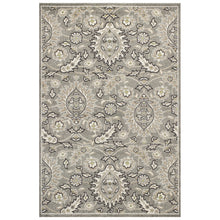 7' X 9' Grey Floral Vine Uv Treated Indoor Area Rug