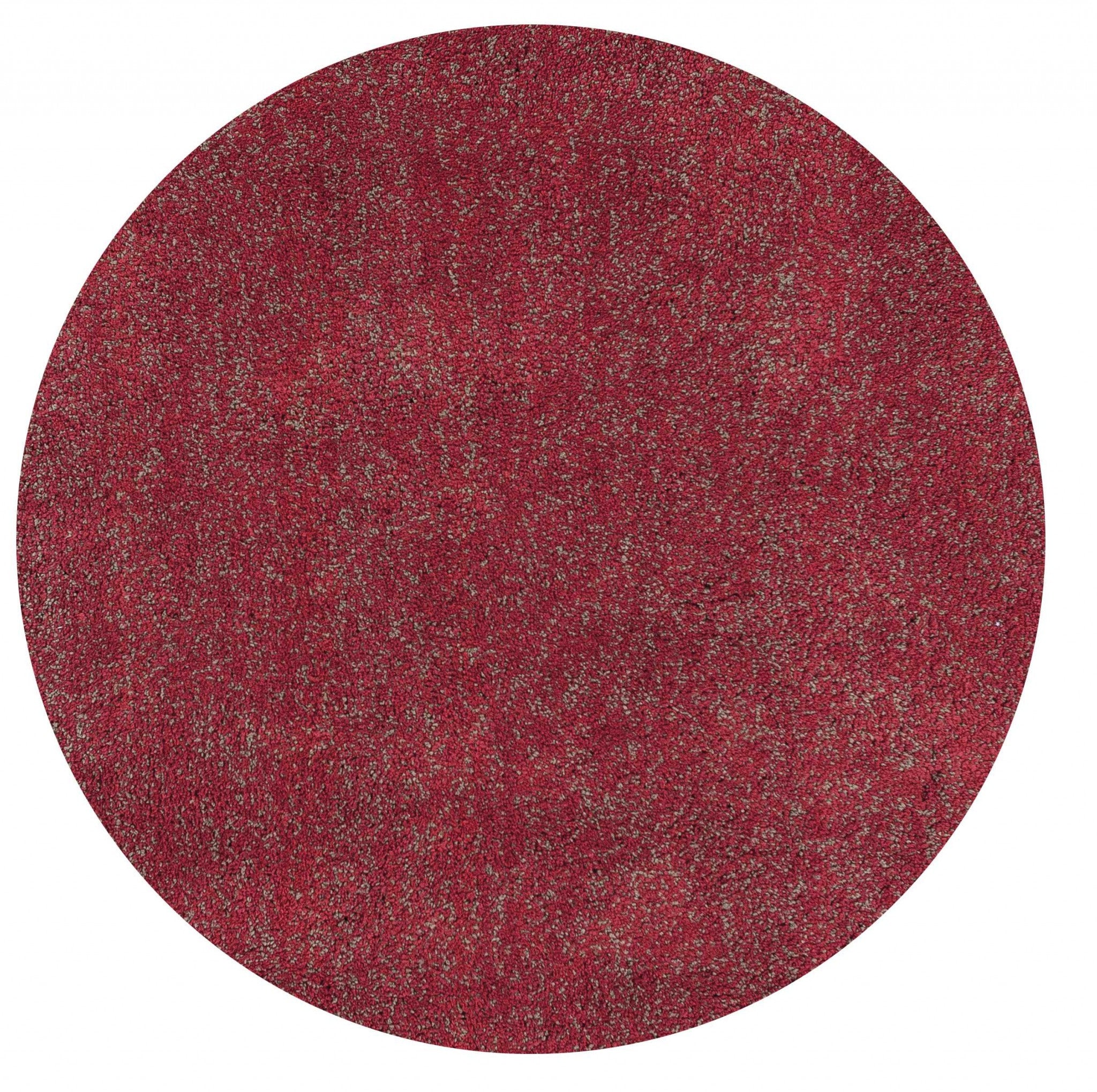 8' Round  Polyester Red Heather Area Rug
