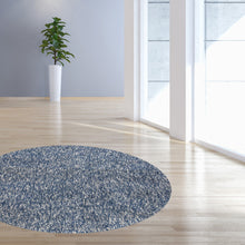 8' Indigo Ivory Heather Round Indoor Shag Rug