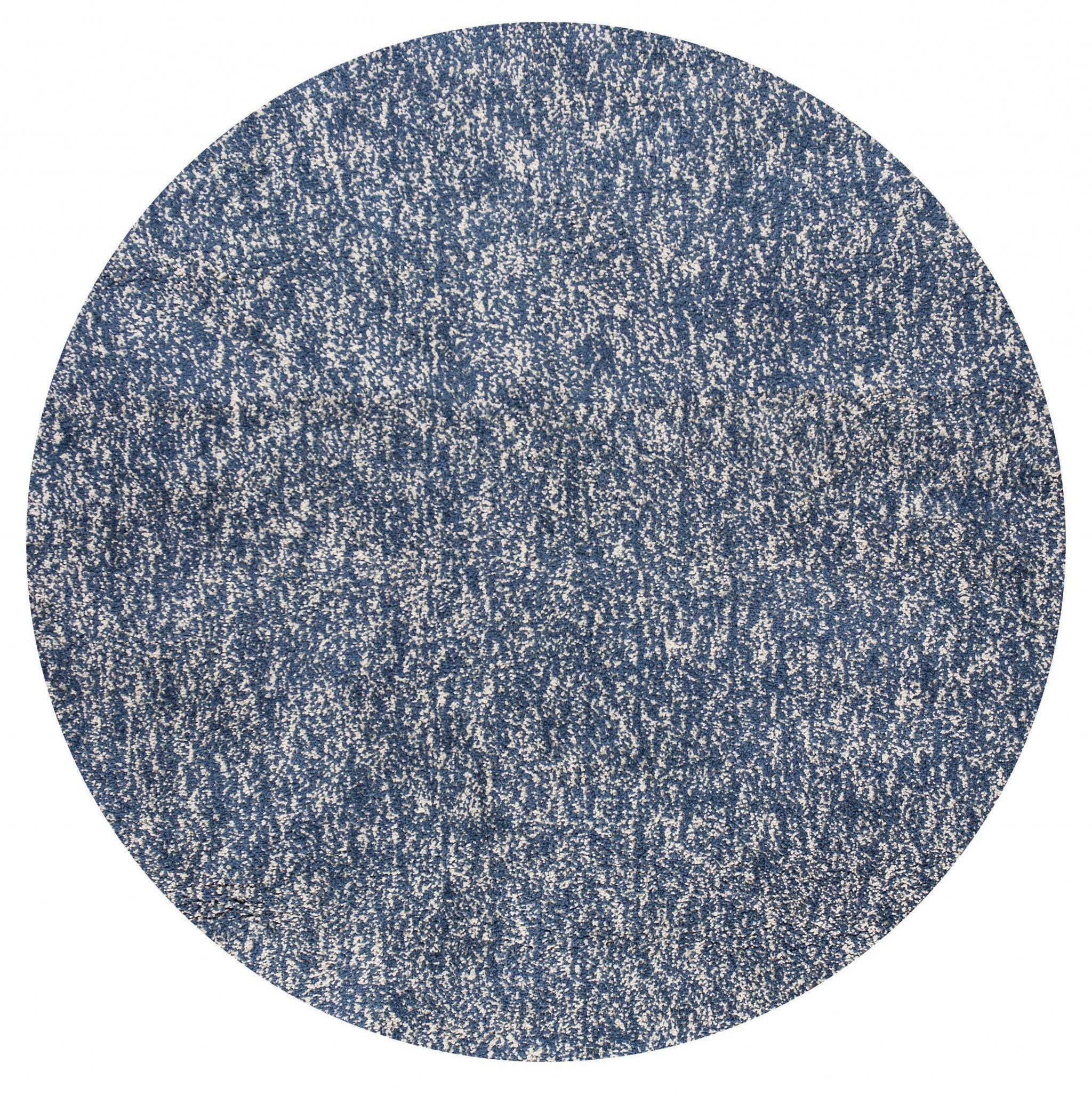 8' Indigo Ivory Heather Round Indoor Shag Rug