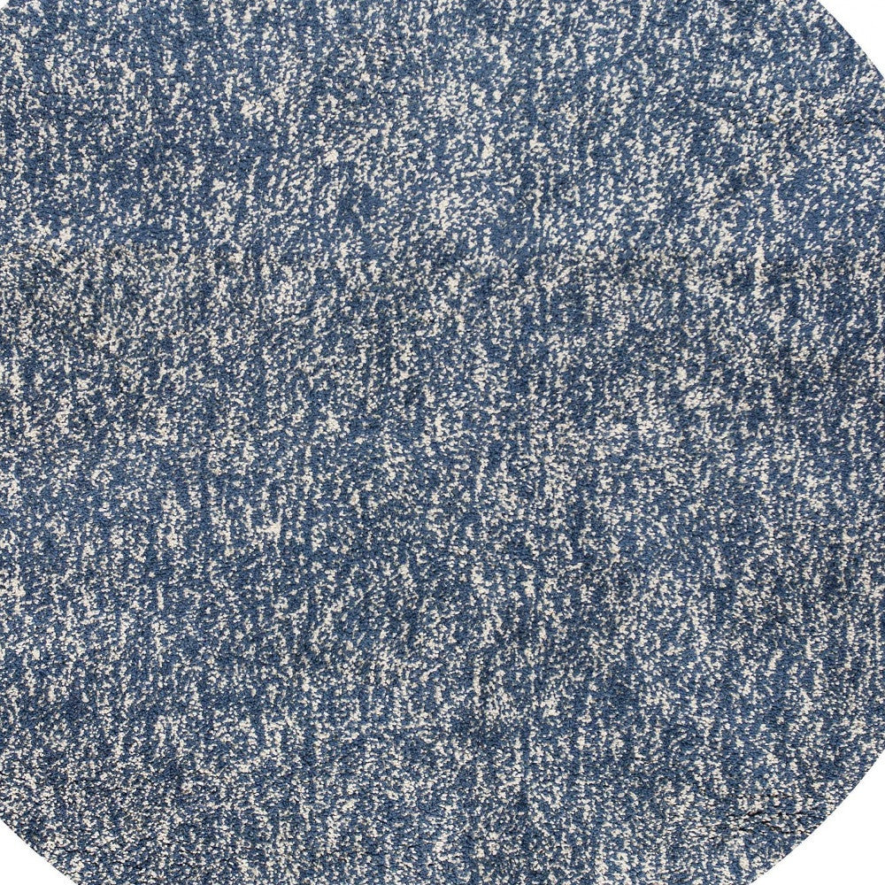 8' Indigo Ivory Heather Round Indoor Shag Rug