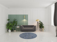 8' Indigo Ivory Heather Round Indoor Shag Rug