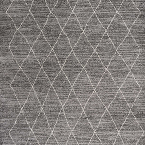 8'X11' Grey Machine Woven Geometric Indoor Area Rug