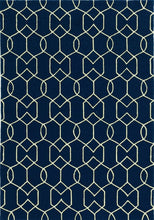 5' X 7' Navy Geometric Trellis Uv Treated Indoor Area Rug