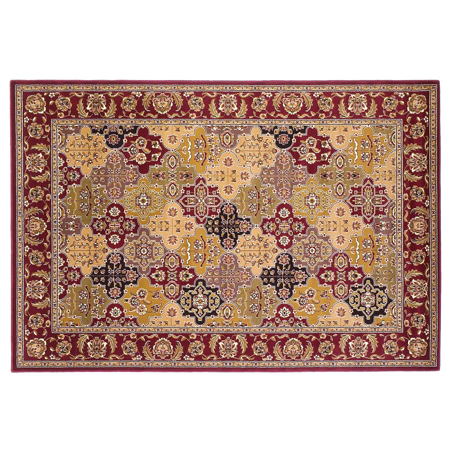10'X13' Red Machine Woven Traditional Quatrefoil Indoor Area Rug