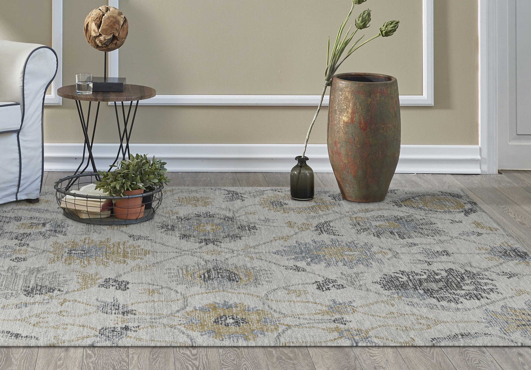 Ivory Machine Woven Floral Vines Indoor Area Rug - 10'x 13'