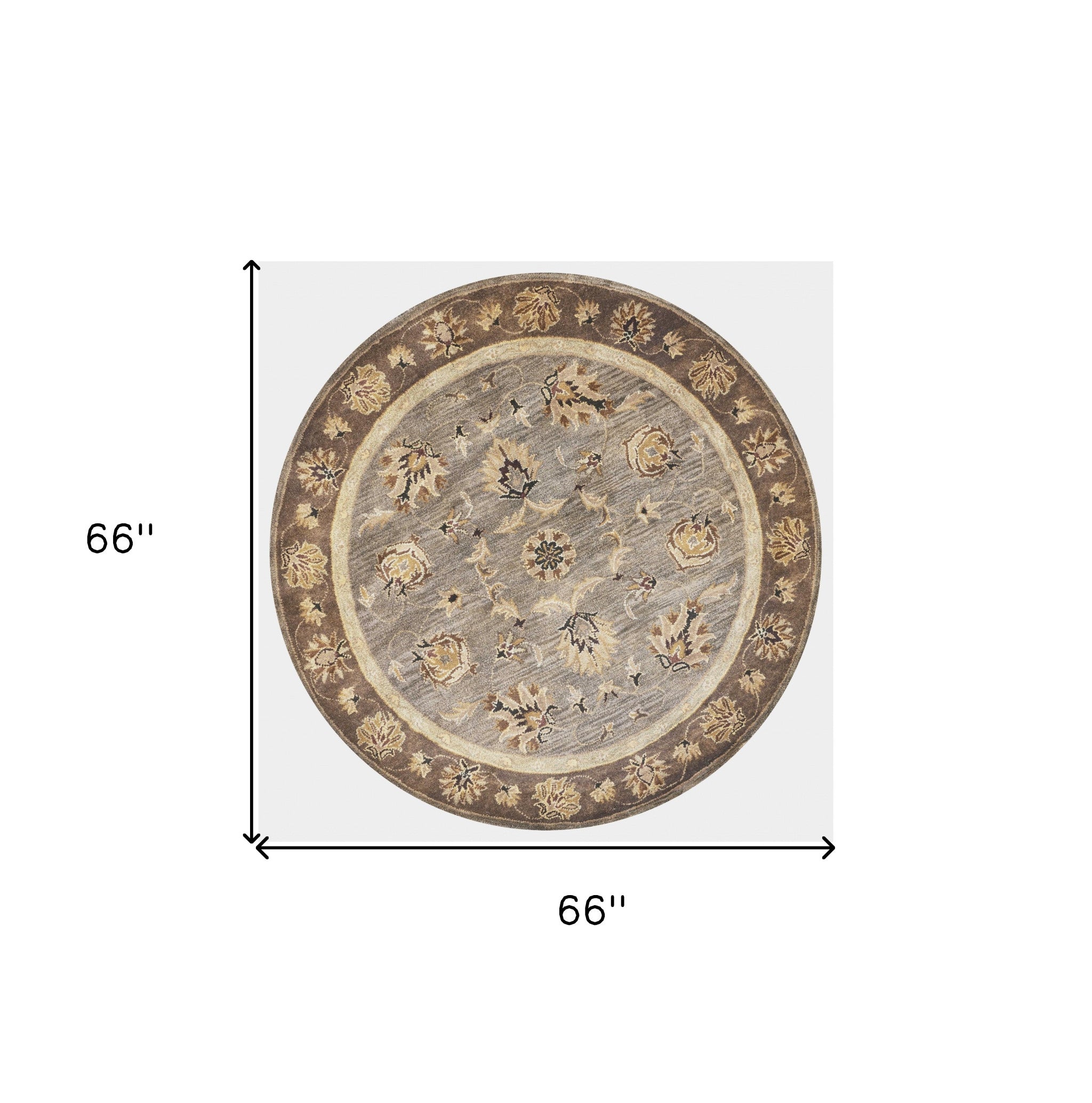 8'X11' Grey Mocha Hand Tufted Traditional Floral Indoor Area Rug