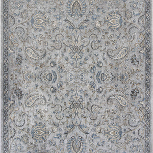 8'X11' Silver Blue Machine Woven Traditional Floral Indoor Area Rug