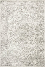 5' X 8' Silver Medallion Bordered Viscose Indoor Area Rug