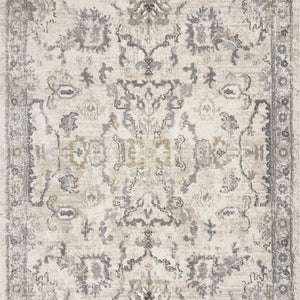 8'X10' Ivory Machine Woven Distressed Floral Traditional Indoor Area Rug