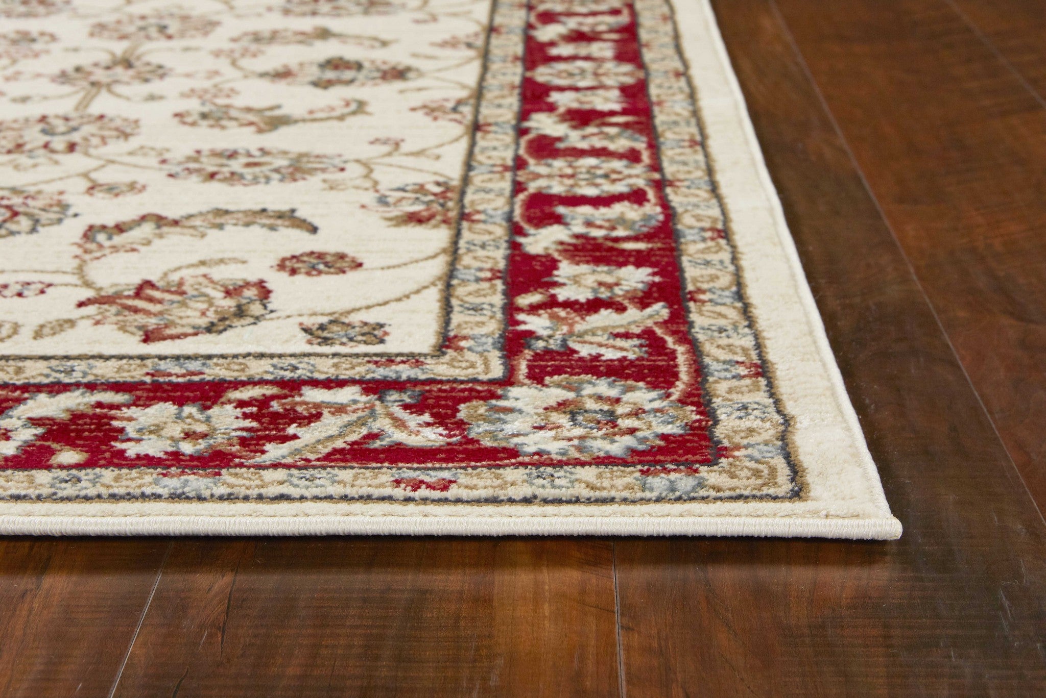 8' Round Polypropylene Ivory Or Red Area Rug