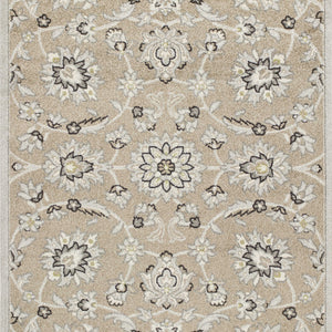 7' X 11' Beige Or Grey Floral Vines Uv Treated Indoor Area Rug