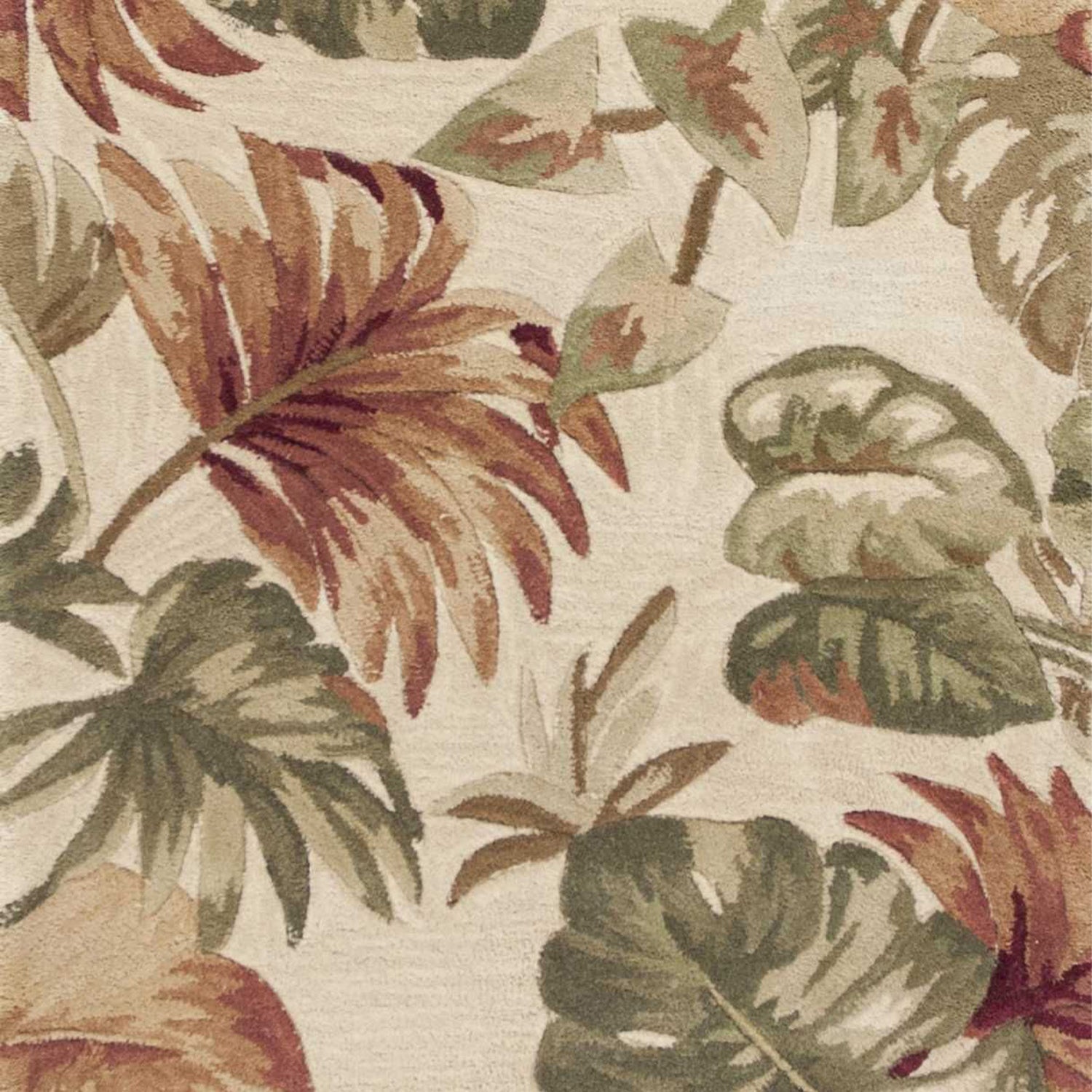 5'X8' Beige Hand Tufted Tropical Leaves Indoor Area Rug