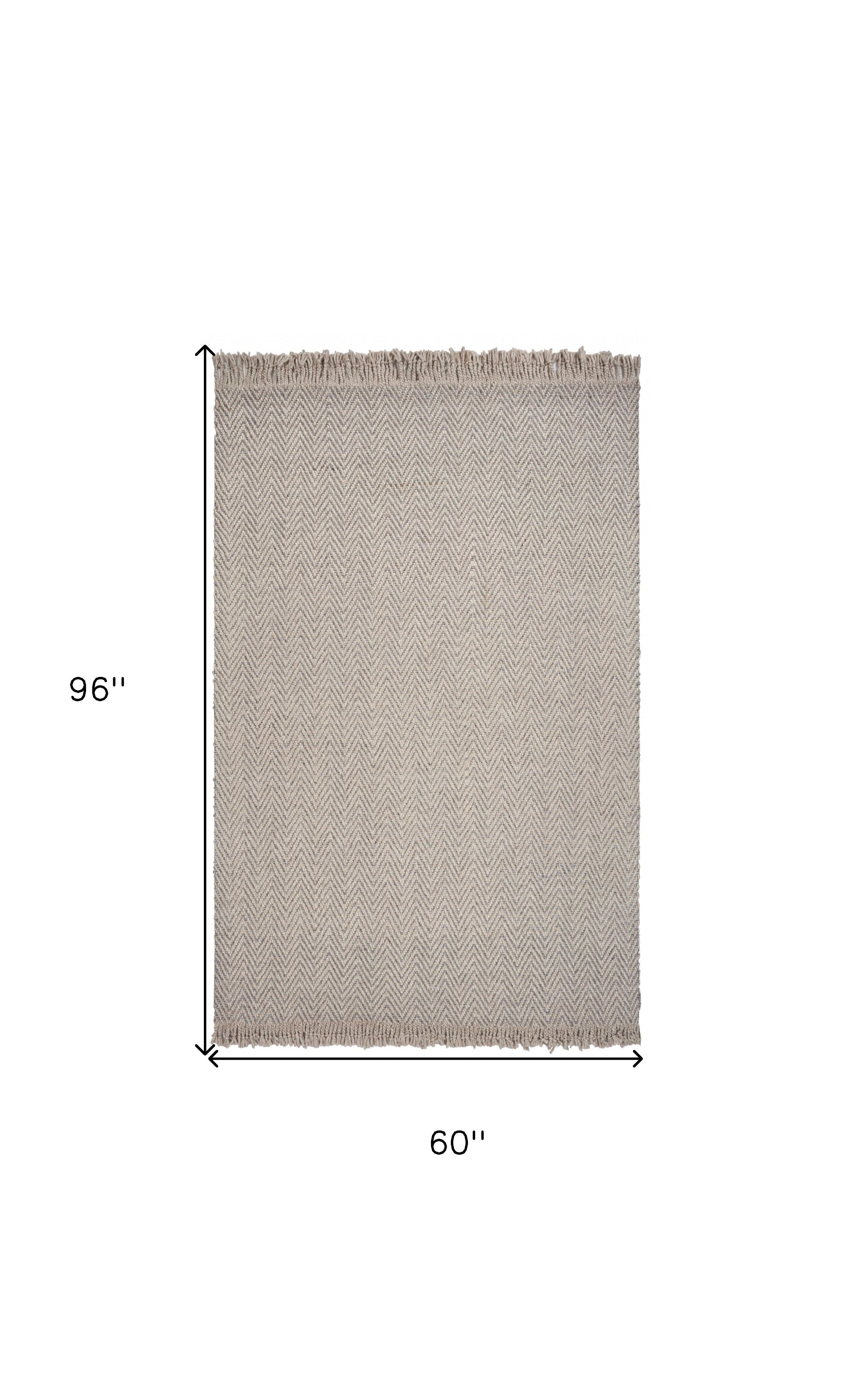 8'X10' Oatmeal Beige Hand Woven Herringbone Indoor Area Rug