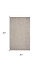 8'X10' Oatmeal Beige Hand Woven Herringbone Indoor Area Rug