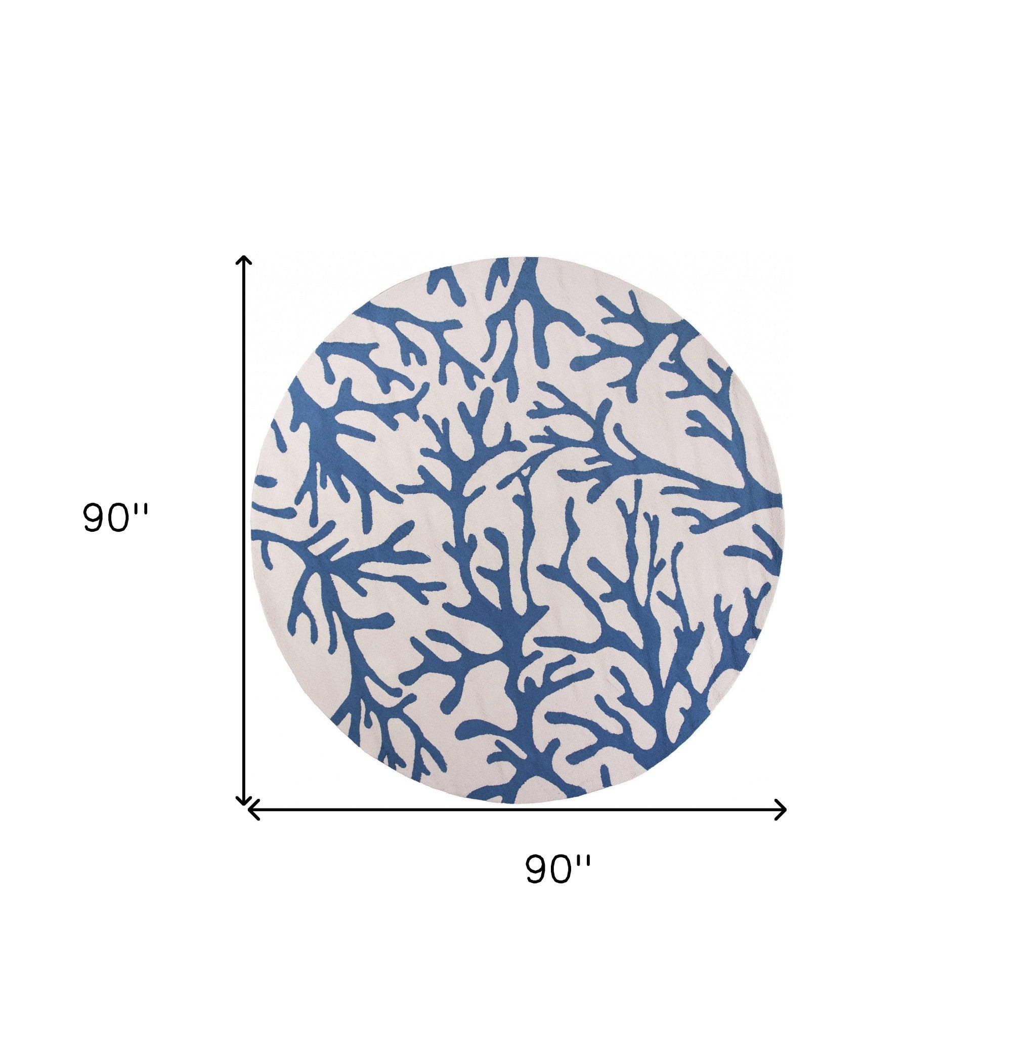 Polyester Ivory Blue Area Rug - 7' x 9'