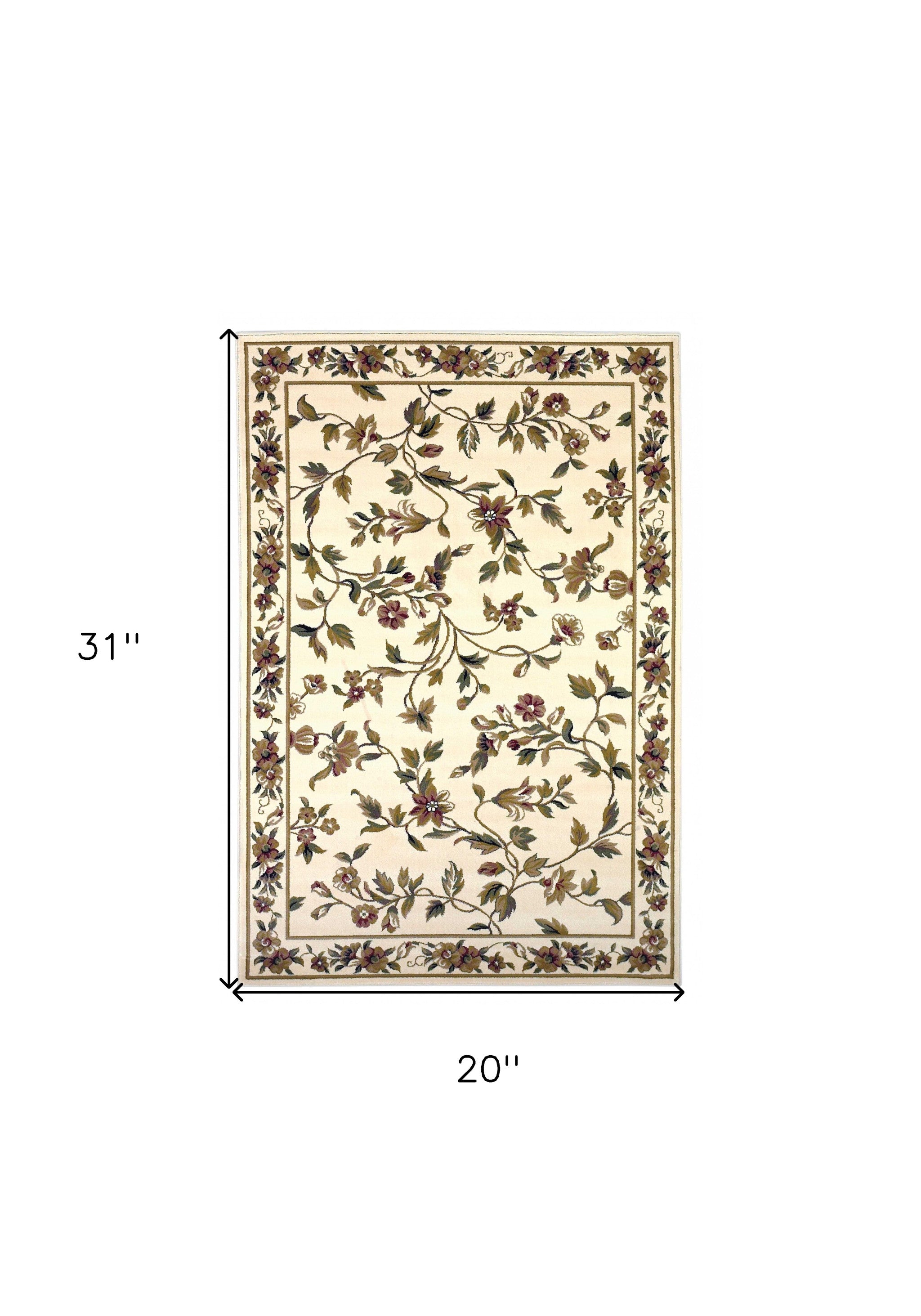 Ivory Machine Woven Floral Vines Indoor Area Rug - 10'x 13'