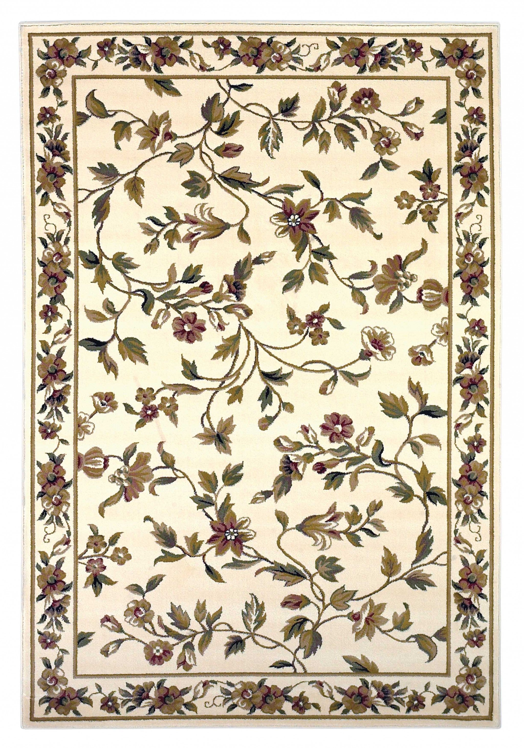 Ivory Machine Woven Floral Vines Indoor Area Rug - 10'x 13'