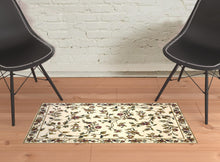 Ivory Machine Woven Floral Vines Indoor Area Rug - 10'x 13'