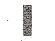 8' Seafoam Machine Woven Geometric Lodge Round Indoor Area Rug