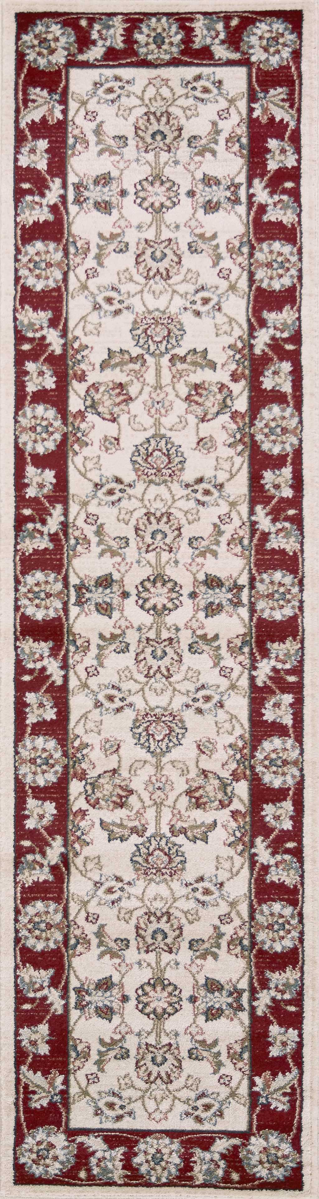 8' Round  Polypropylene Ivory Or Red Area Rug