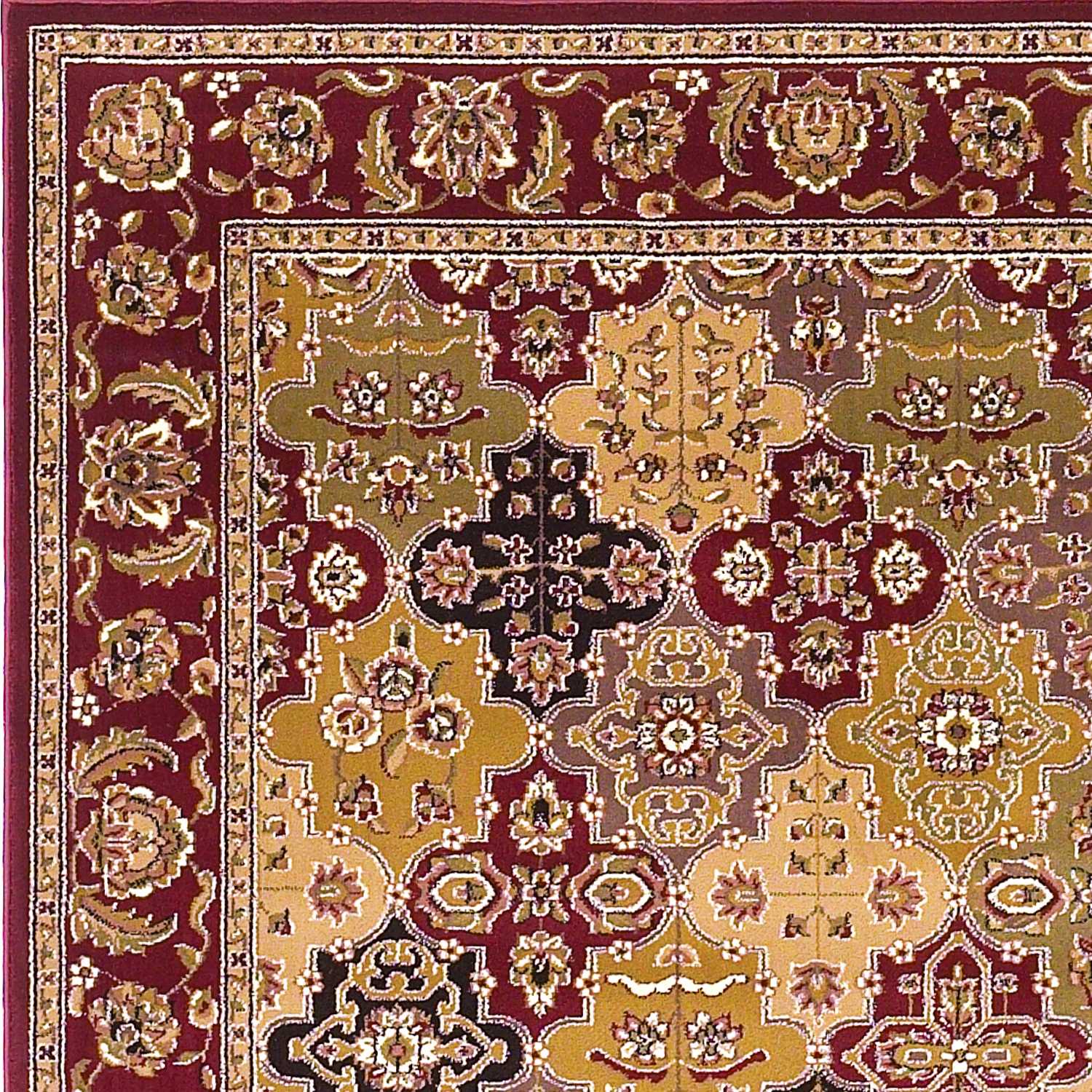 10'X13' Red Machine Woven Traditional Quatrefoil Indoor Area Rug
