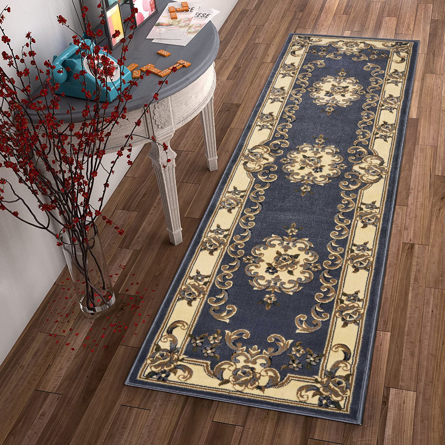 2' X 8' Blue Medallion Runner Rug