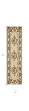 8'X11' Ivory Machine Woven Hand Carved Floral Medallion Indoor Area Rug