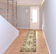 8'X11' Ivory Machine Woven Hand Carved Floral Medallion Indoor Area Rug