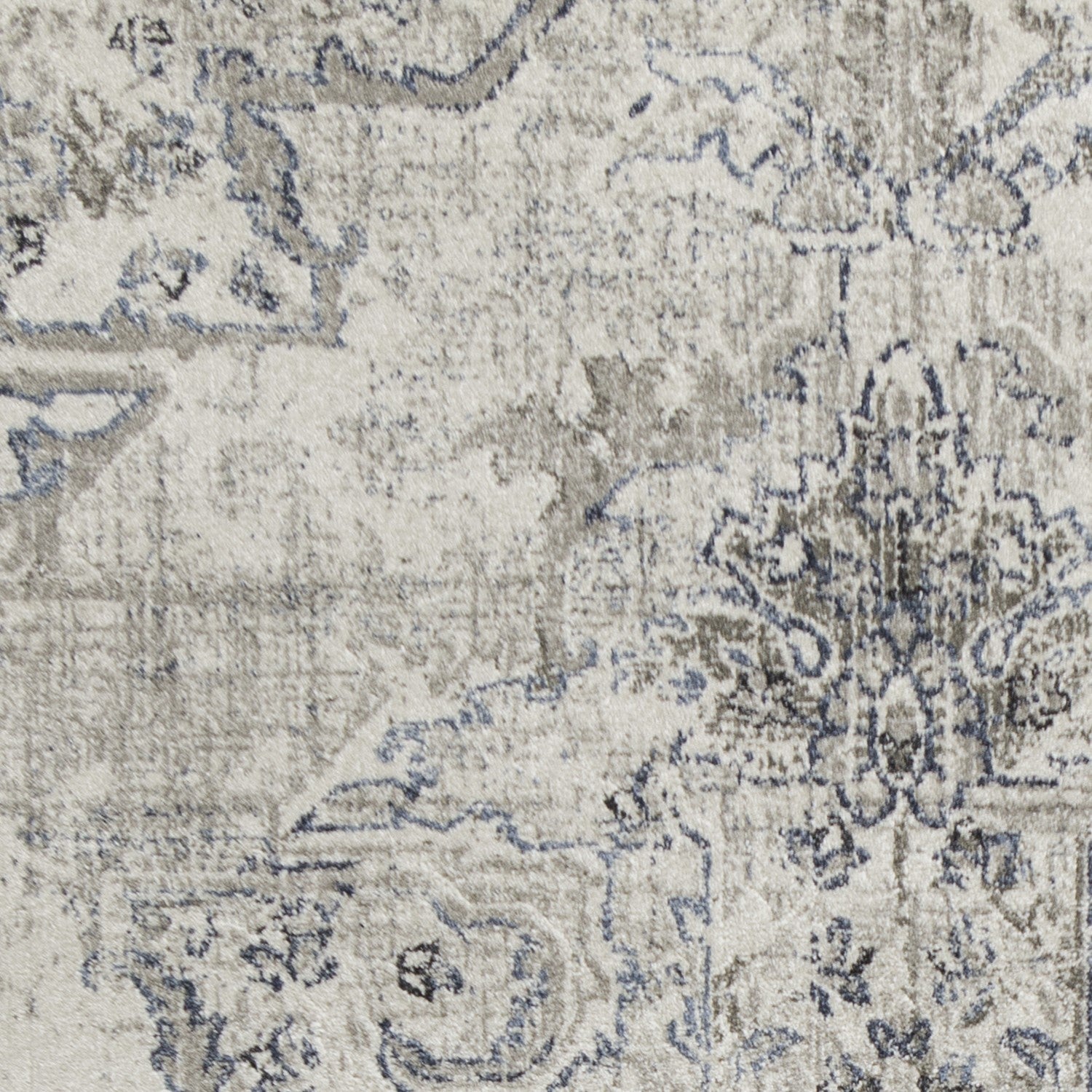 3' X 5' Ivory And Grey Floral Vines Area Rug