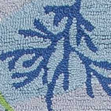 8' Blue Hand Hooked Marine Life Round Indoor Area Rug