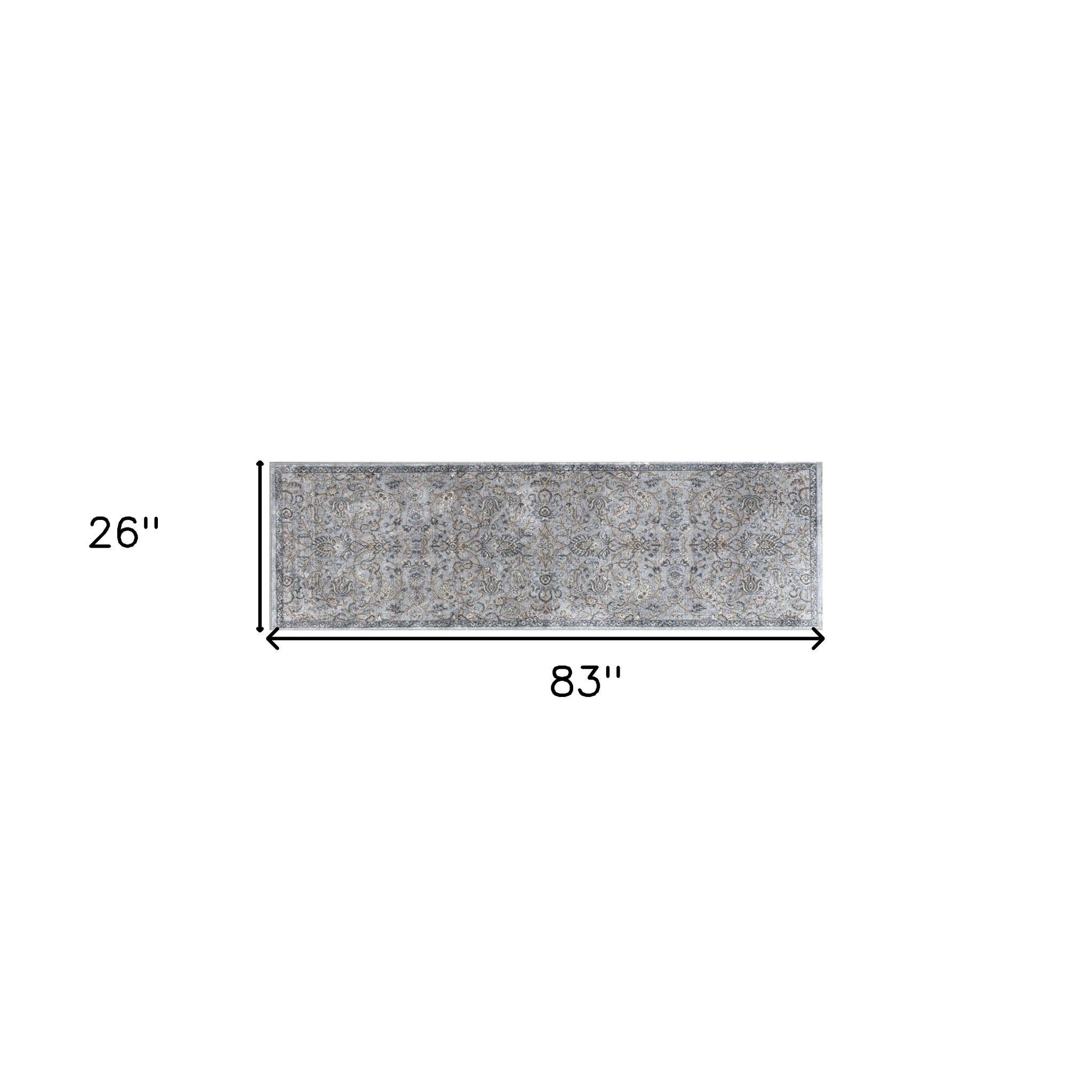 8'X11' Silver Blue Machine Woven Traditional Floral Indoor Area Rug