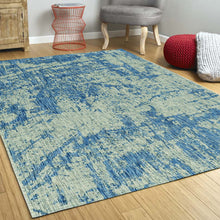3'X5' Grey Denim Machine Woven Uv Treated Abstract Brushstroke Indoor Outdoor Area Rug