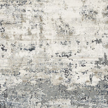 8' Ivory Teal Machine Woven Abstract Round Indoor Area Rug