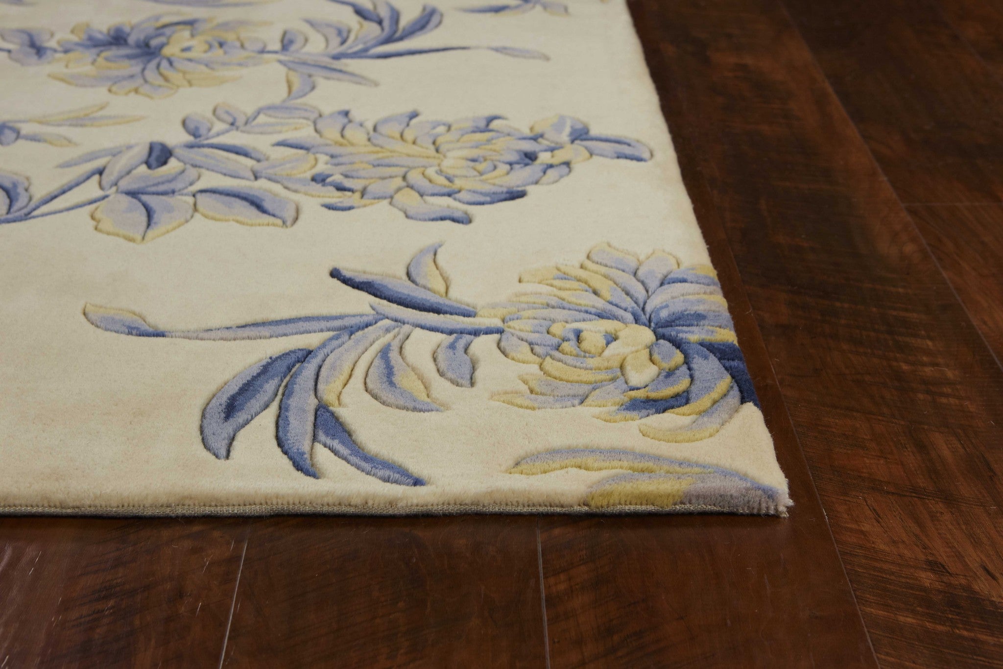 2' X 8' Runner Wool Ivory Or Blue Area Rug