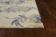 2' X 8' Runner Wool Ivory Or Blue Area Rug