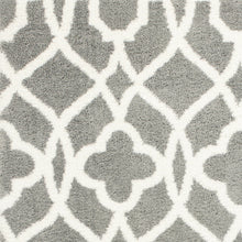 8'X11' Grey Ivory Machine Woven Ogee Indoor Shag Area Rug