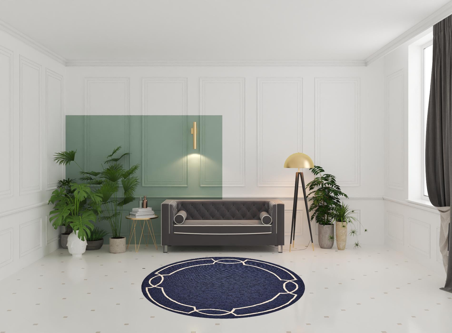 7' Square   Uv Treated Polypropylene Ocean Area Rug