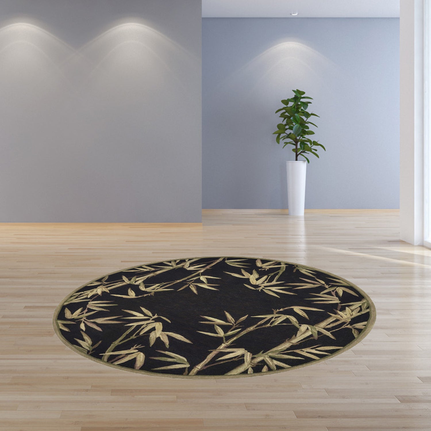 5' X 8'  Wool Black Area Rug
