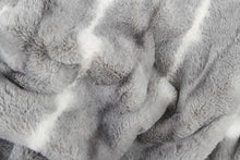Black Gray And White Woven Acrylic Striped Plush Throw